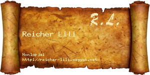 Reicher Lili névjegykártya